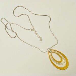 Brighton Gold and Silver Teardrop Pendant Necklace - Women Jewelry, long chain